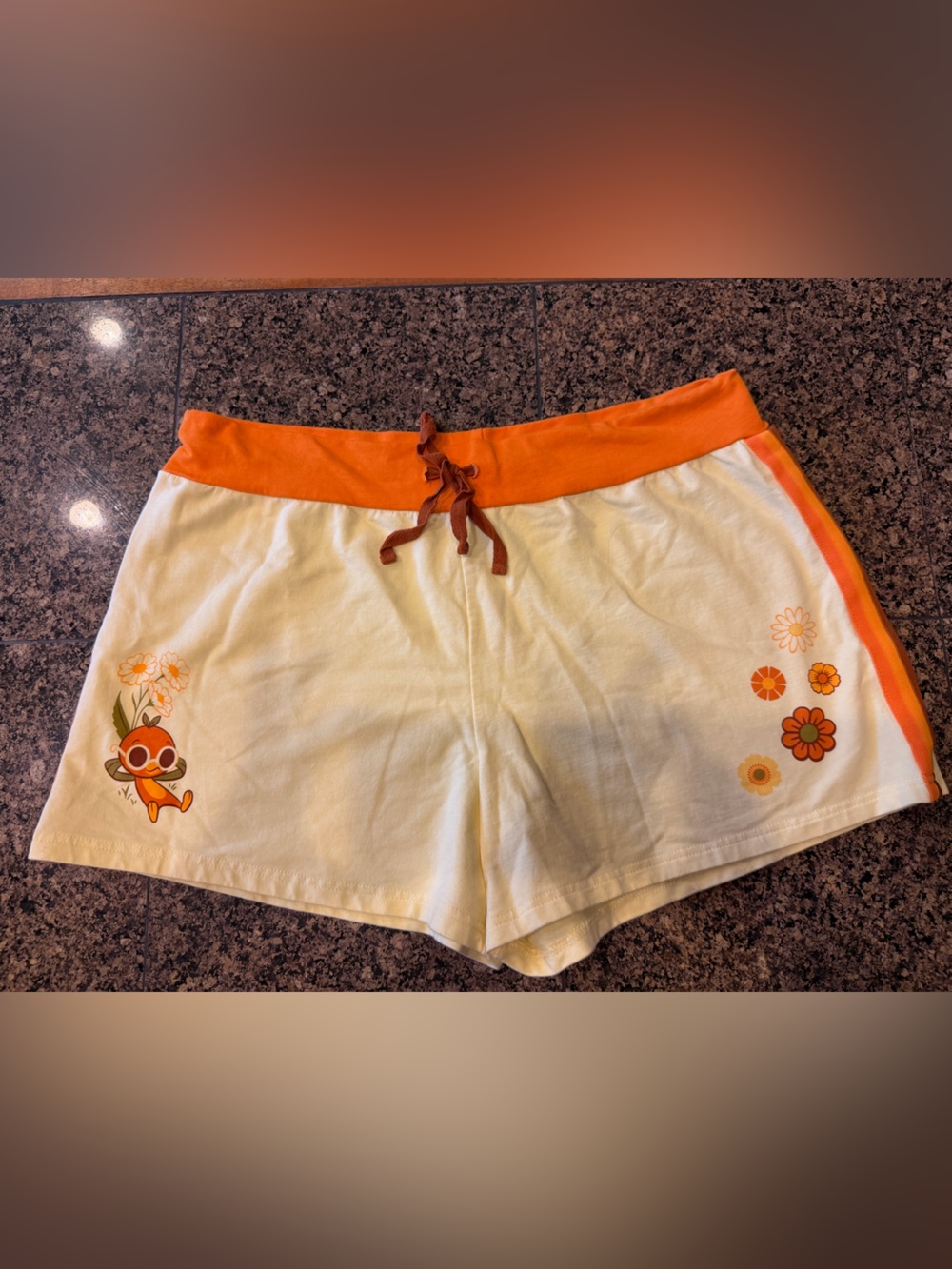 Disney Cream and Orange Floral Lounge Shorts